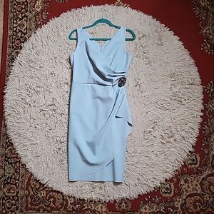 Alex Evenings Cocktail Dress Formal Events Party Size 8 Light Blue Sleeveless